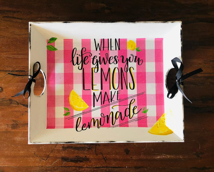 Lemon Serving Tray|Summer Kitchen Decor|Hand Painted Wooden Tray|Wooden Home Decor|Lemon Kitchen Art|Housewarming Gift|Custom Table Decor