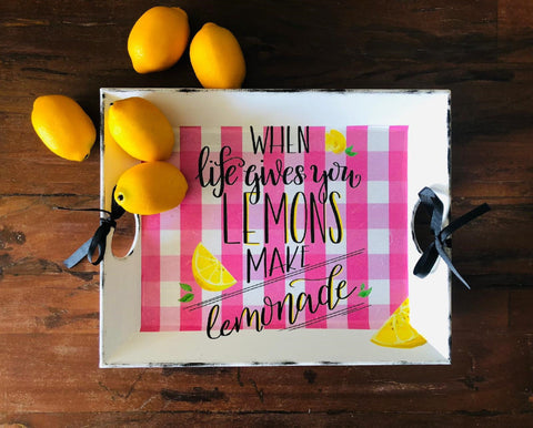 Lemon Serving Tray|Summer Kitchen Decor|Hand Painted Wooden Tray|Wooden Home Decor|Lemon Kitchen Art|Housewarming Gift|Custom Table Decor