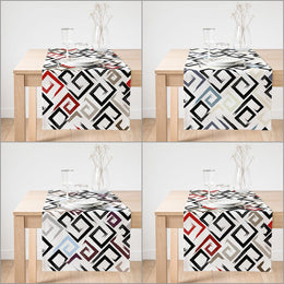 Labyrinth Table Runner|Decorative Table Runner|Abstract Geometric Pattern Suede Runner|High Quality Table Decor|Modern Style Table Runner