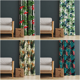 Tropical Leaves Curtain|Thermal Insulated Floral Window Treatment|Green Plants Home Decor|Leaf Print Window Decor|Modern Living Room Curtain