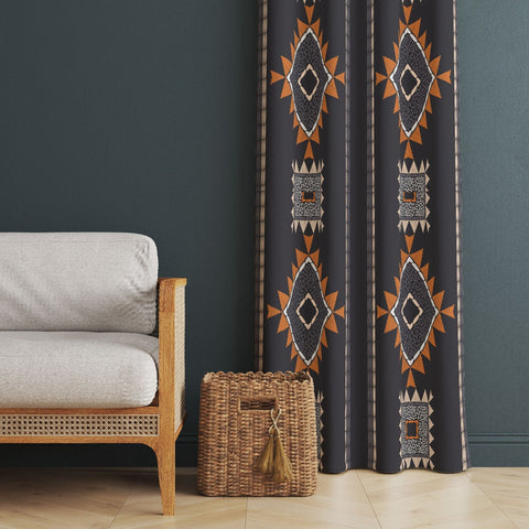 Southwestern Curtain|Thermal Insulated Rug Design Window Treatment|Ethnic Home Decor|Aztec Print Ethnic Window Decor|Living Room Curtain