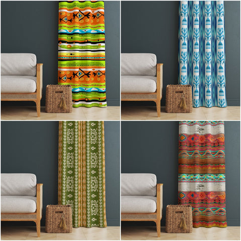 Ethnic Print Curtain|Tribal Pattern Curtain|Thermal Insulated Rug Design Window Treatment|Geometric Home Decor|Southwestern Window Decor
