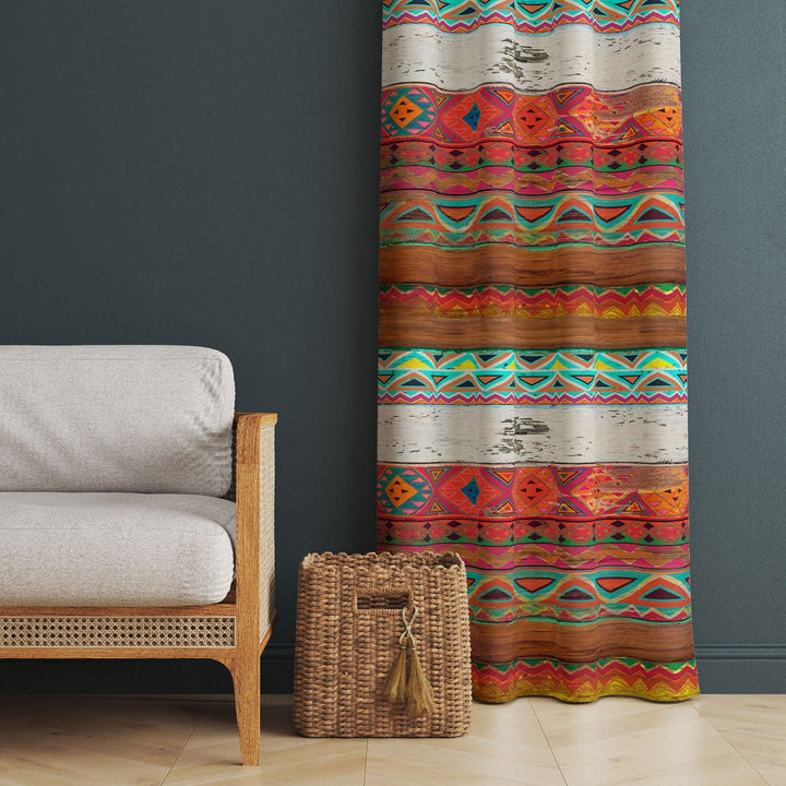 Ethnic Print Curtain|Tribal Pattern Curtain|Thermal Insulated Rug Design Window Treatment|Geometric Home Decor|Southwestern Window Decor