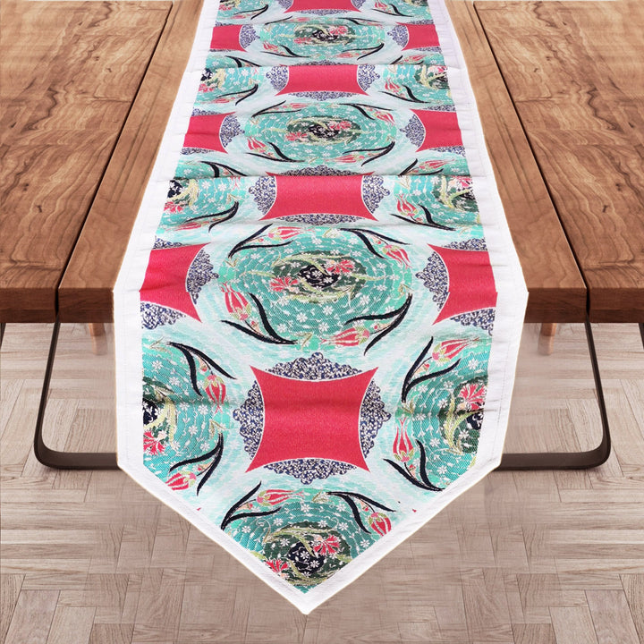 Turkish Tulip Tile Pattern Tapestry Fabric Runner