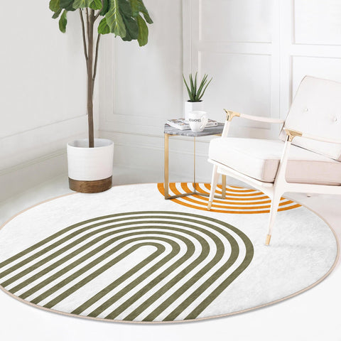 Sun and Moon Round Rug|Non-Slip Round Carpet|Geometric Circle Carpet|Abstract Area Rug|Modern Home Decor|Decorative Multi-Purpose Area Mat