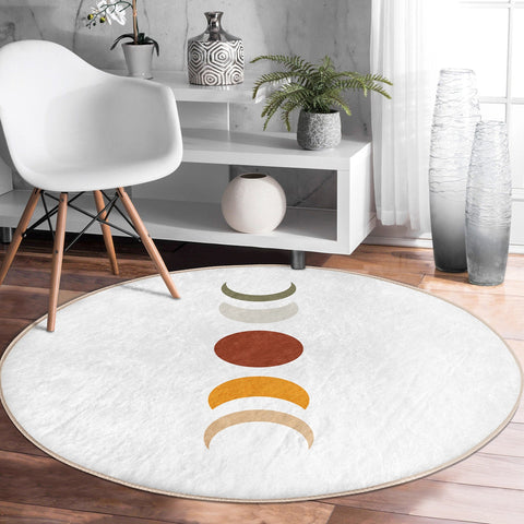 Sun and Moon Round Rug|Non-Slip Round Carpet|Geometric Circle Carpet|Abstract Area Rug|Modern Home Decor|Decorative Multi-Purpose Area Mat