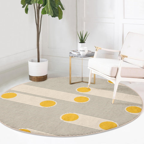 Abstract Shapes Round Rug|Non-Slip Round Carpet|Geometric Circle Carpet|Abstract Area Rug|Modern Home Decor|Decorative Multi-Purpose Mat