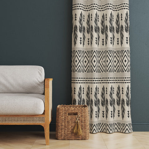 Ethnic Print Curtain|Thermal Insulated Rug Design Window Treatment|Aztec Print Home Decor|Southwestern Window Decor|Tribal Pattern Curtain