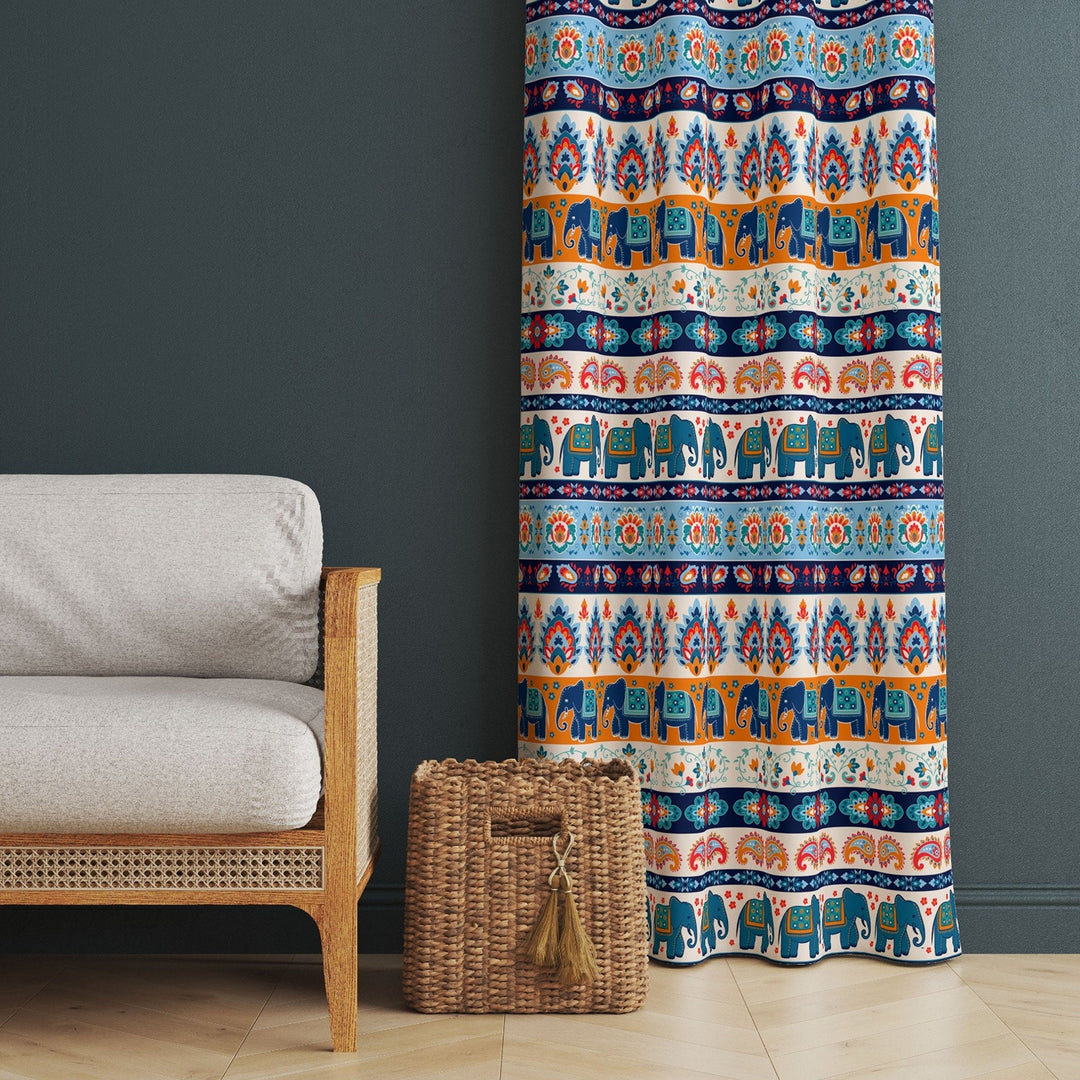 Ethnic Print Curtain|Thermal Insulated Rug Design Window Treatment|Aztec Print Home Decor|Southwestern Window Decor|Tribal Pattern Curtain
