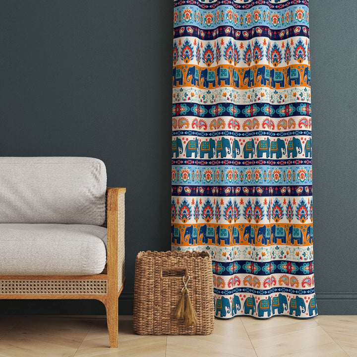 Ethnic Print Curtain|Thermal Insulated Rug Design Window Treatment|Aztec Print Home Decor|Southwestern Window Decor|Tribal Pattern Curtain