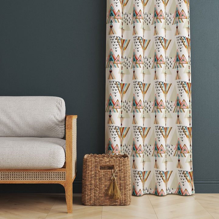 Ethnic Print Curtain|Thermal Insulated Rug Design Window Treatment|Aztec Print Home Decor|Southwestern Window Decor|Tribal Pattern Curtain