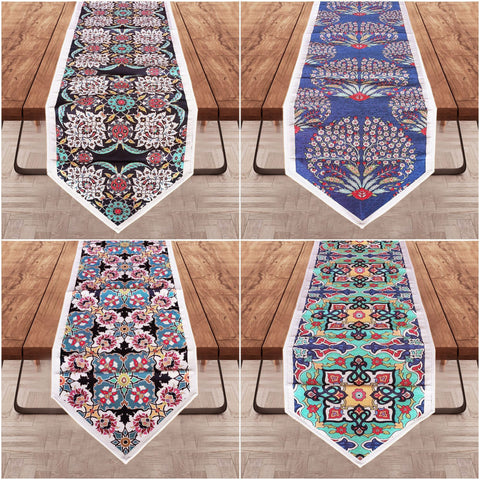 Tile Pattern Woven Tapestry Table Runner