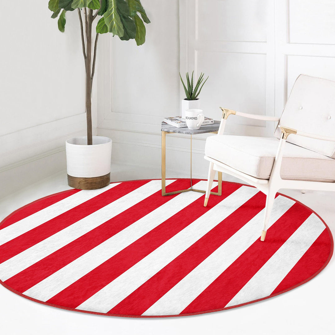 Striped Round Rug|Non-Slip Round Carpet|Geometric Circle Carpet|Decorative Area Rug|Striped Home Decor|Multi-Purpose Colorful Anti-Slip Mat