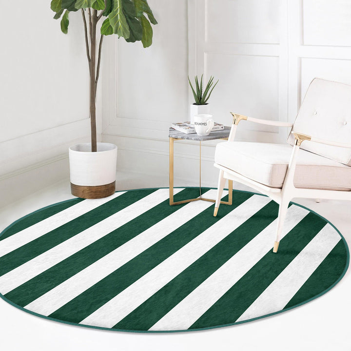 Striped Round Rug|Non-Slip Round Carpet|Geometric Circle Carpet|Decorative Area Rug|Striped Home Decor|Multi-Purpose Colorful Anti-Slip Mat