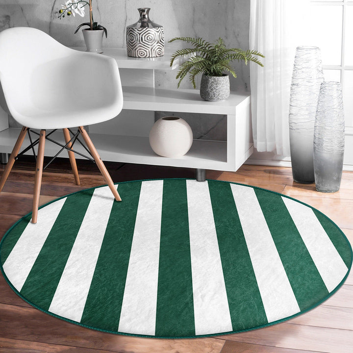Striped Round Rug|Non-Slip Round Carpet|Geometric Circle Carpet|Decorative Area Rug|Striped Home Decor|Multi-Purpose Colorful Anti-Slip Mat