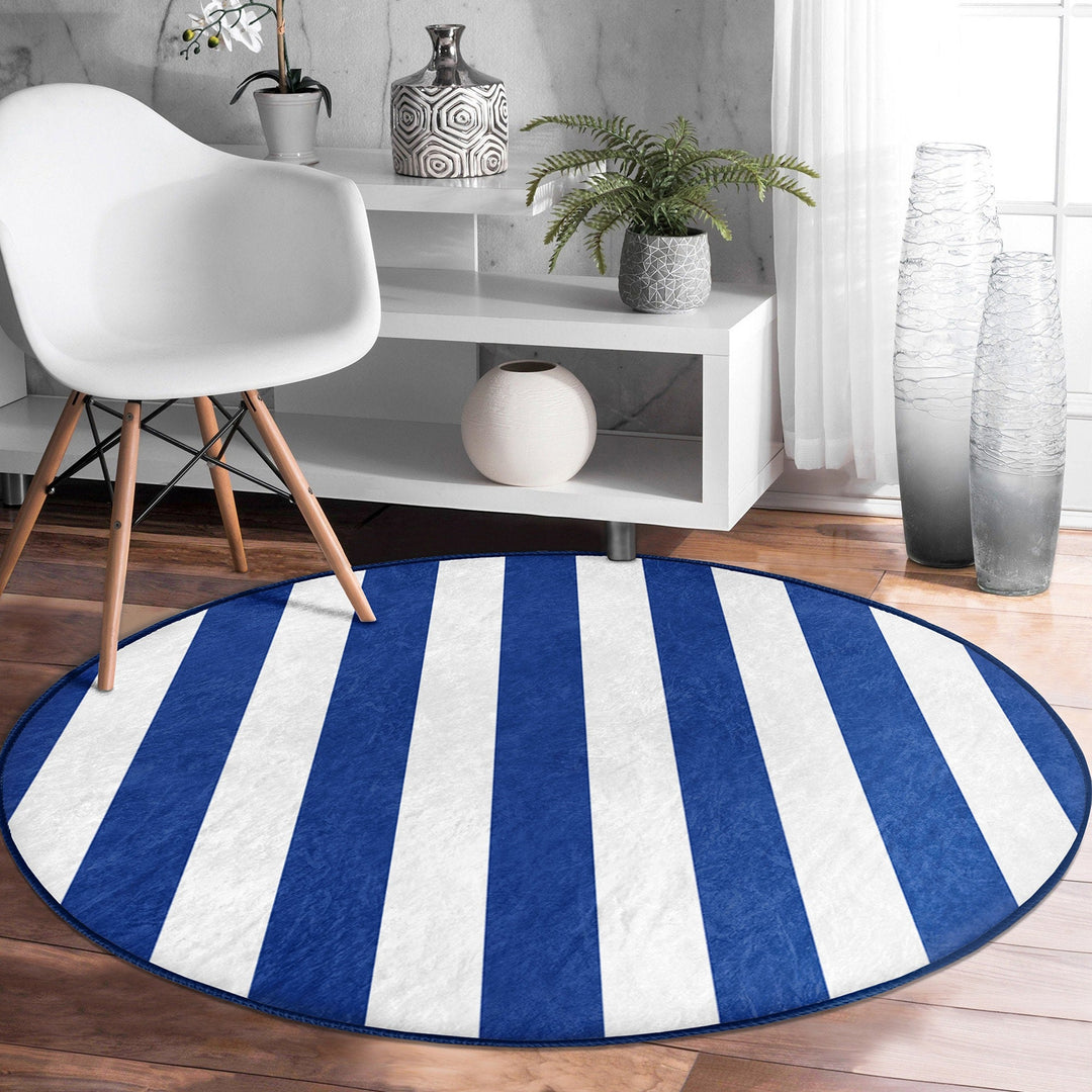 Striped Round Rug|Non-Slip Round Carpet|Geometric Circle Carpet|Decorative Area Rug|Striped Home Decor|Multi-Purpose Colorful Anti-Slip Mat