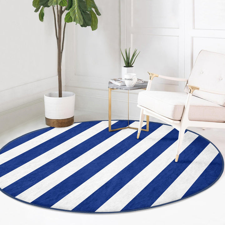 Striped Round Rug|Non-Slip Round Carpet|Geometric Circle Carpet|Decorative Area Rug|Striped Home Decor|Multi-Purpose Colorful Anti-Slip Mat