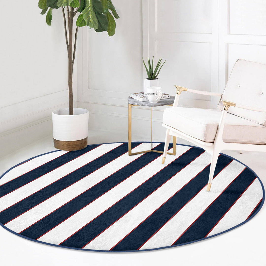 Striped Round Rug|Non-Slip Round Carpet|Geometric Circle Carpet|Decorative Area Rug|Striped Home Decor|Multi-Purpose Colorful Anti-Slip Mat