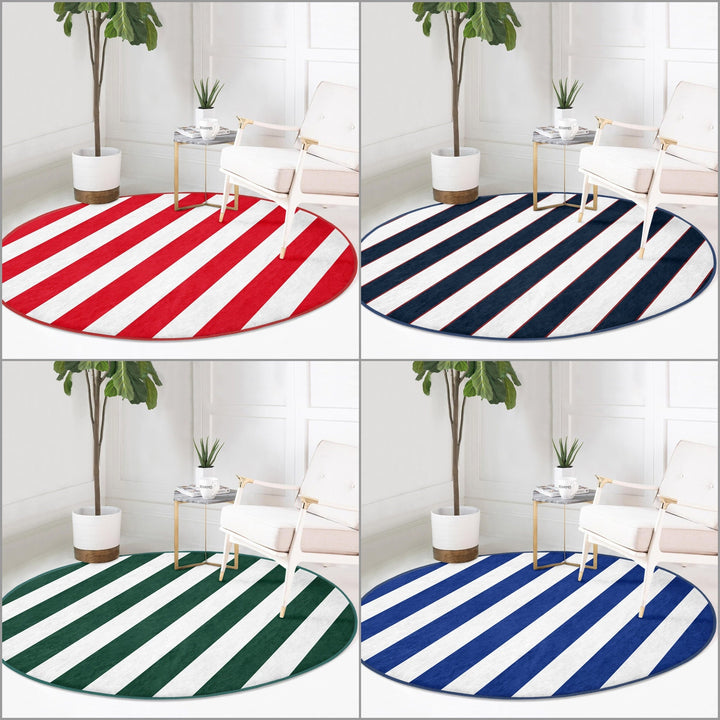 Striped Round Rug|Non-Slip Round Carpet|Geometric Circle Carpet|Decorative Area Rug|Striped Home Decor|Multi-Purpose Colorful Anti-Slip Mat