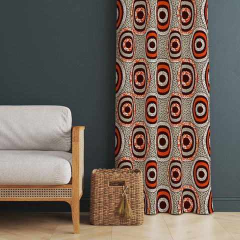 Abstract Geometric Curtain|Thermal Insulated Window Treatment|Decorative Authentic Living Room Curtain|Housewarming Rustic Window Decor