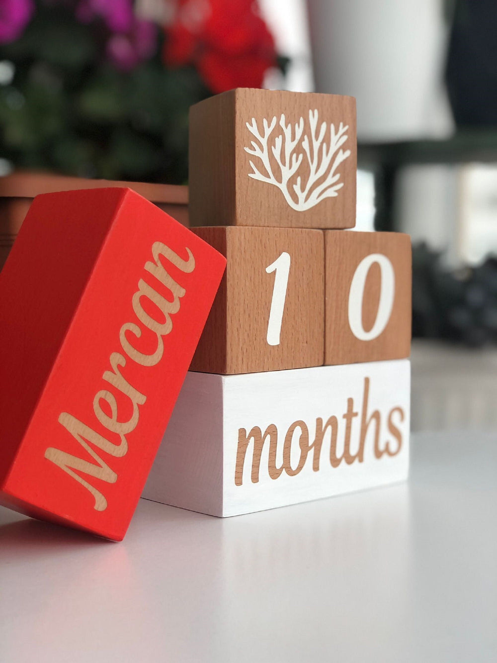 Set of 5 Baby Name Custom Sign|Baby Age Wooden Blocks|Nursery Milestone Blocks Decor|Personalized Kid Name Sign|Baby Shower New Mom Gift