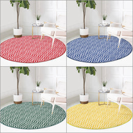 IKAT Design Round Rug|Geometric Non-Slip Round Carpet|Colorful Circle Carpet|Decorative Rug|Seamless Pattern Multi-Purpose Anti-Slip Mat