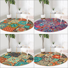 Ethnic Round Rug|Non-Slip Carpet|Geometric Circle Carpet|Abstract Design Area Rug|Cozy Home Decor|Authentic Style Multi-Purpose Area Mat