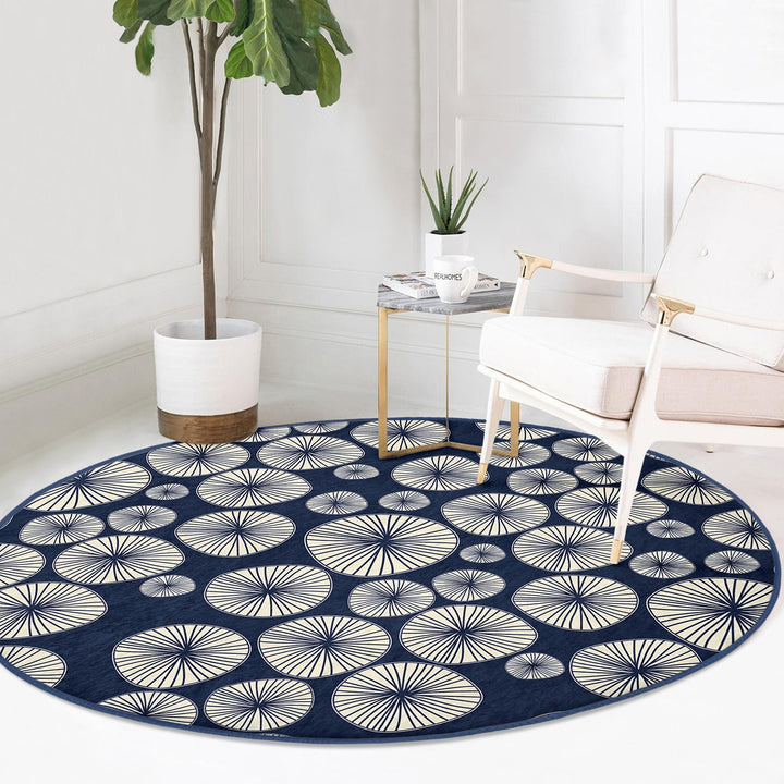 Abstract Shapes Round Rug|Non-Slip Round Carpet|Geometric Circle Carpet|Abstract Area Rug|Modern Home Decor|Decorative Multi-Purpose Mat