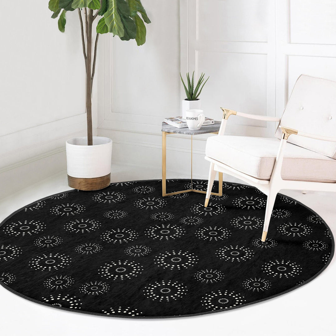 Abstract Shapes Round Rug|Non-Slip Round Carpet|Geometric Circle Carpet|Abstract Area Rug|Modern Home Decor|Decorative Multi-Purpose Mat