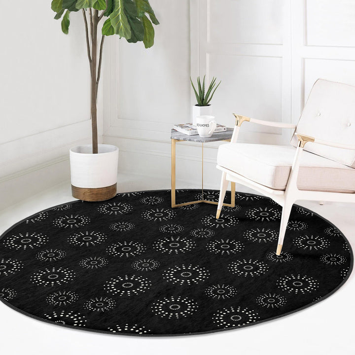Abstract Shapes Round Rug|Non-Slip Round Carpet|Geometric Circle Carpet|Abstract Area Rug|Modern Home Decor|Decorative Multi-Purpose Mat
