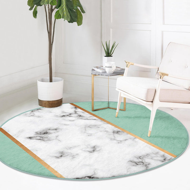 Marble Pattern Round Rug|Non-Slip Round Carpet|Geometric Marble Circle Carpet|Decorative Abstract Multi-Purpose Area Rug|Modern Home Decor