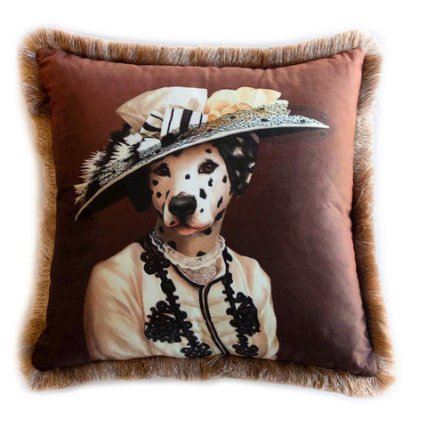 Royal Dog Pillow Cover|Frilly Funny Dog Cushion Case|Pet Costume Pillowcase|Decorative Animal Throw Pillow Cover|Pet Portrait Cushion Case