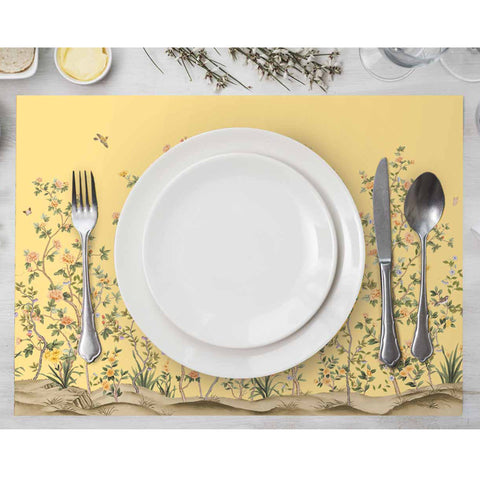 Set of 4 Floral Placemat|Flower on Tree Branch Tablemat|Spring Dining American Service|Fall Underplate|Farmhouse Style Rectangle Coaster