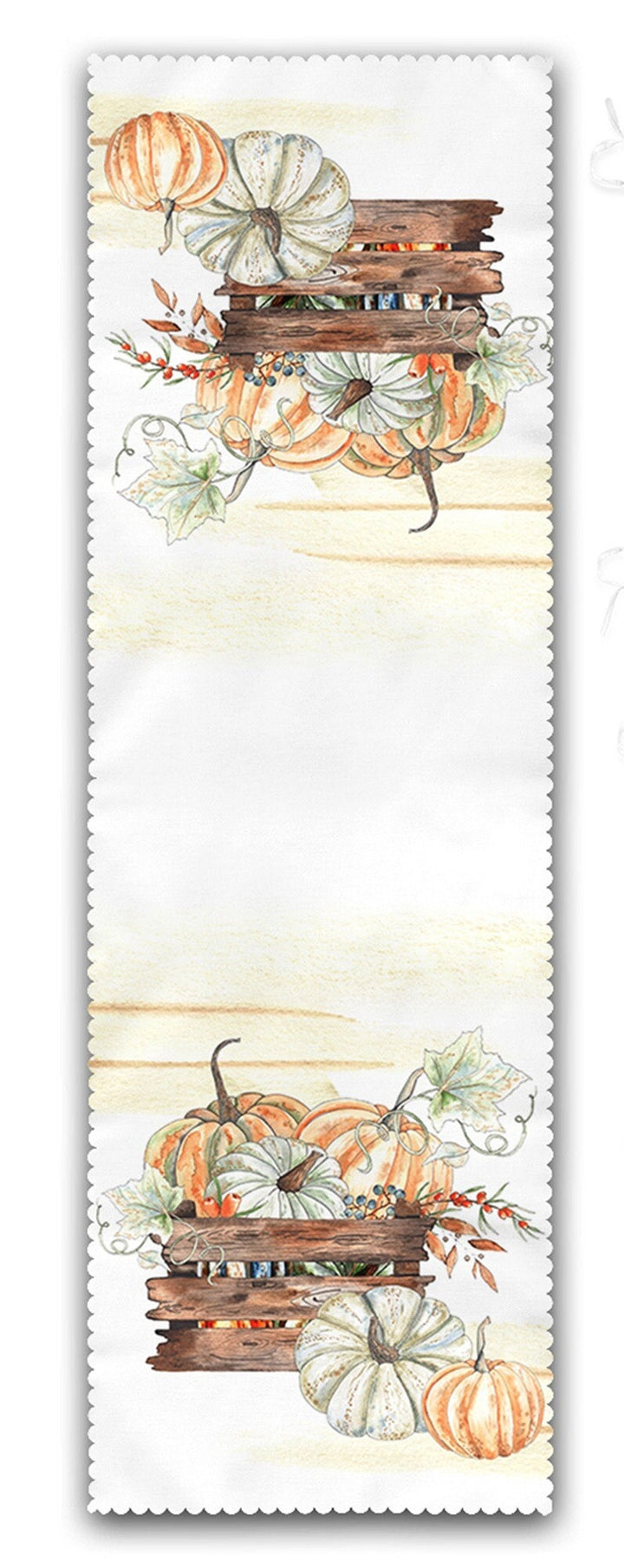 Set of 4 Puffy Chair Pads and 1 Table Runner|Fall Trend Chair Cushion and Tabletop Set|Orange Green Gray Pumpkin Seat Pad and Tablecloth