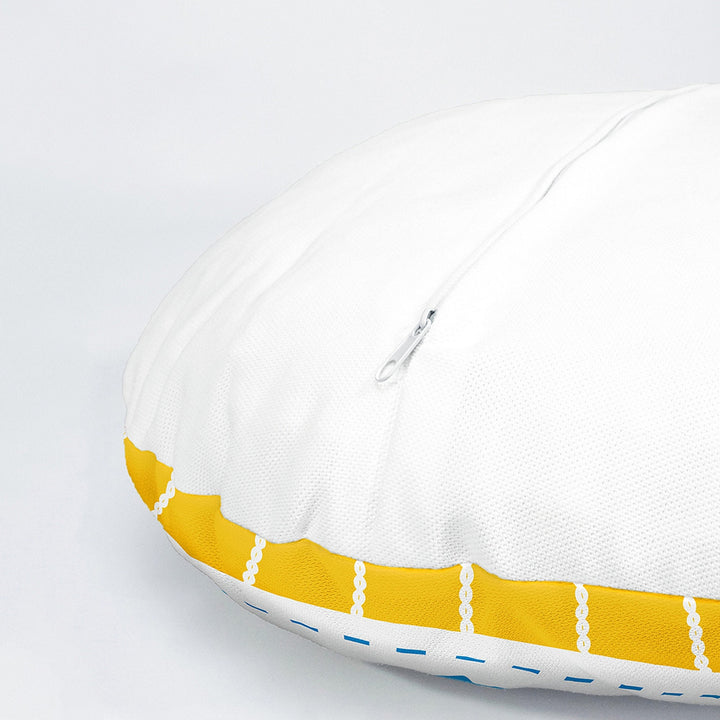 Set of 4 Nautical Round Pillow Case|Blue Yellow Anchor Print Circle Pillow|Decorative Beach House Cushion|Summer Trend Coastal Home Decor