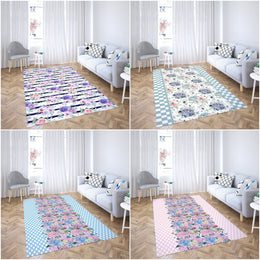 Floral Rectangle Rug|Non-Slip Carpet|Geometric 3D Design Carpet|Decorative Area Rug|Flower Print Home Decor|Multi-Purpose Anti-Slip Rug