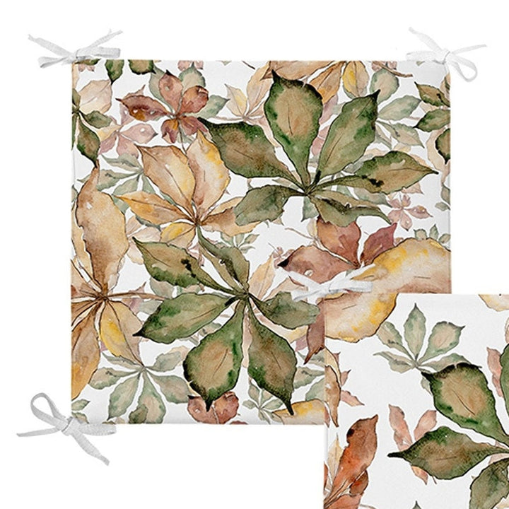 Set of 4 Fall Trend Chair Pads and 1 Table Runner|Dry Leaves Chair Cushion and Tabletop Set|Autumn Seat Pad and Tablecloth|Leaf Home Decor