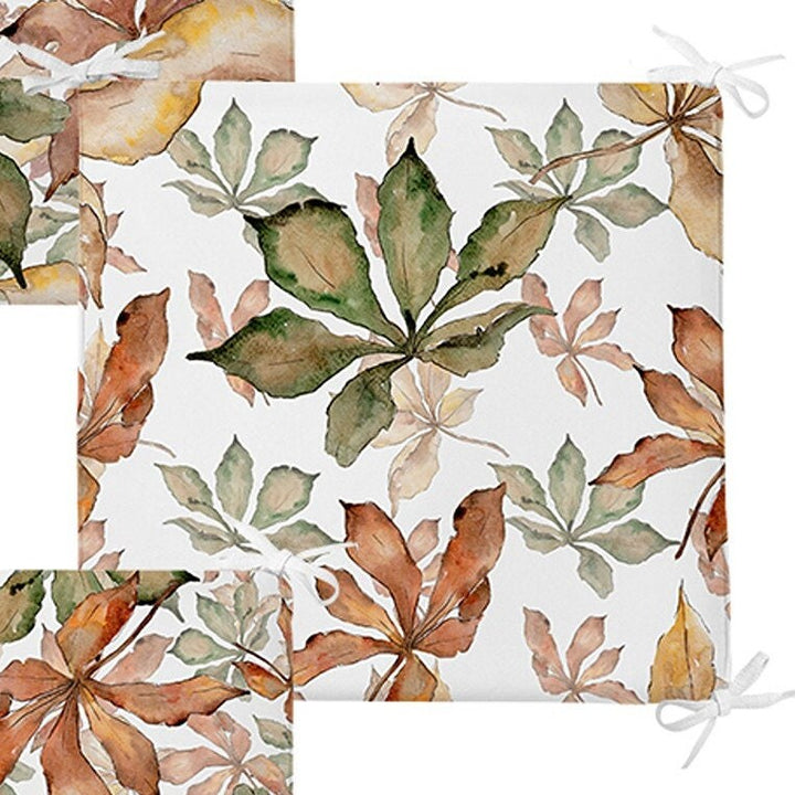 Set of 4 Fall Trend Chair Pads and 1 Table Runner|Dry Leaves Chair Cushion and Tabletop Set|Autumn Seat Pad and Tablecloth|Leaf Home Decor