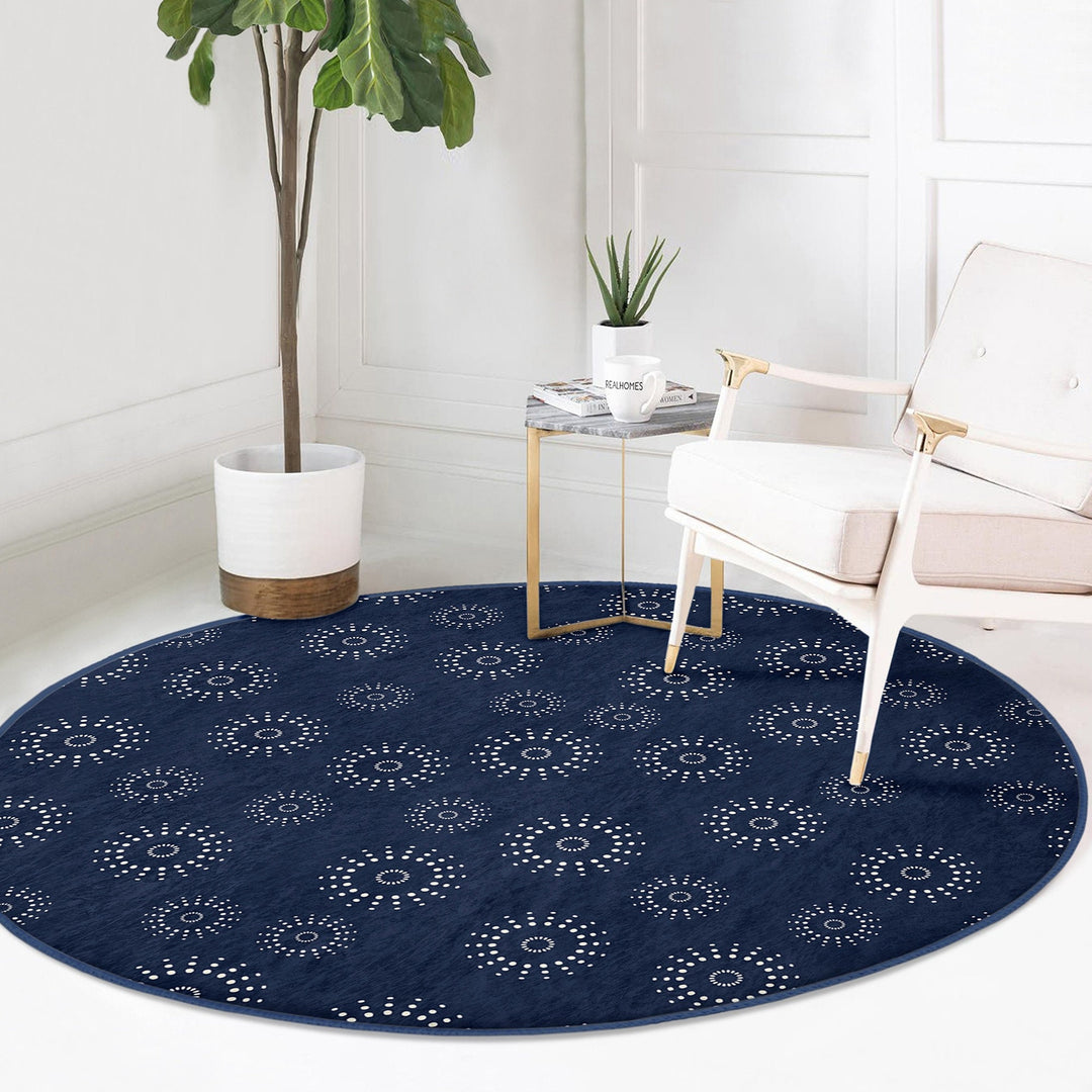 Abstract Shapes Round Rug|Non-Slip Round Carpet|Geometric Circle Carpet|Abstract Area Rug|Modern Home Decor|Decorative Multi-Purpose Mat