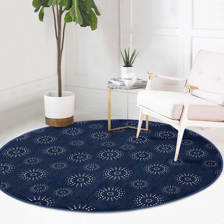 Abstract Shapes Round Rug|Non-Slip Round Carpet|Geometric Circle Carpet|Abstract Area Rug|Modern Home Decor|Decorative Multi-Purpose Mat