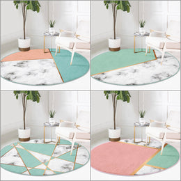 Marble Pattern Round Rug|Non-Slip Round Carpet|Geometric Marble Circle Carpet|Decorative Abstract Multi-Purpose Area Rug|Modern Home Decor