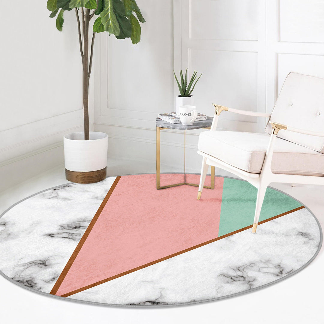 Marble Pattern Round Rug|Non-Slip Round Carpet|Geometric Marble Circle Carpet|Decorative Abstract Multi-Purpose Area Rug|Modern Home Decor