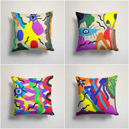 Abstract Pillow Cover|Colorful Painting Cushion Case|Decorative Outdoor Throw Pillowcase|Boho Bedding Pillow Case|Contemporary Cushion Cover