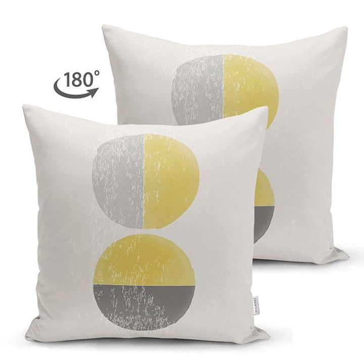 Abstract Pillow Cover|Decorative Double-Sided Pillowtop|Farmhouse Style Round Shapes Cushion|Boho Pillowcase|Abstract Geometric Cushion