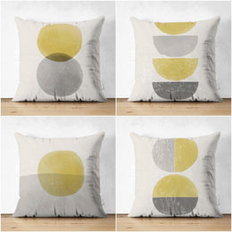 Abstract Pillow Cover|Decorative Double-Sided Pillowtop|Farmhouse Style Round Shapes Cushion|Boho Pillowcase|Abstract Geometric Cushion