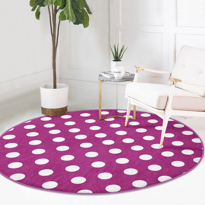 Polkadot Round Rug|Non-Slip Round Carpet|Geometric Circle Carpet|Decorative Area Rug|Polkadot Home Decor|Multi-Purpose Colorful Dotted Mat