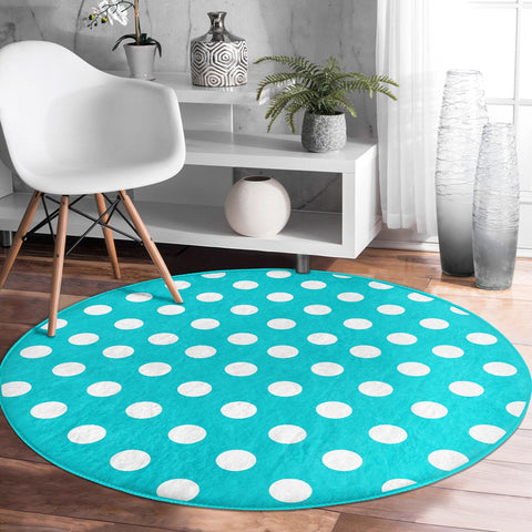 Polkadot Round Rug|Non-Slip Round Carpet|Geometric Circle Carpet|Decorative Area Rug|Polkadot Home Decor|Multi-Purpose Colorful Dotted Mat
