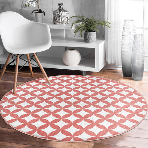 Geometric Round Rug|Circle Pattern Non-Slip Round Carpet|Seamless Circle Carpet|Decorative Area Rug|Minimalist Multi-Purpose Anti-Slip Mat
