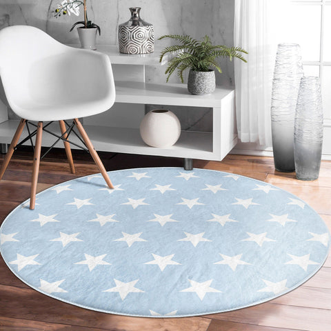 Star Round Rug|Non-Slip Round Carpet|Geometric Circle Carpet|Decorative Area Rug|Star Print Home Decor|Multi-Purpose Colorful Anti-Slip Mat