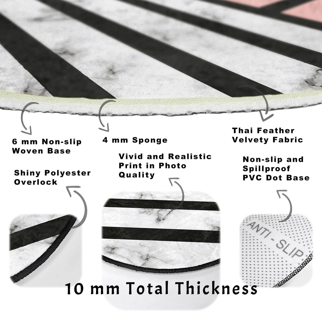 Marble Pattern Round Rug|Non-Slip Round Carpet|Geometric Marble Circle Carpet|Decorative Striped Multi-Purpose Area Rug|Modern Home Decor